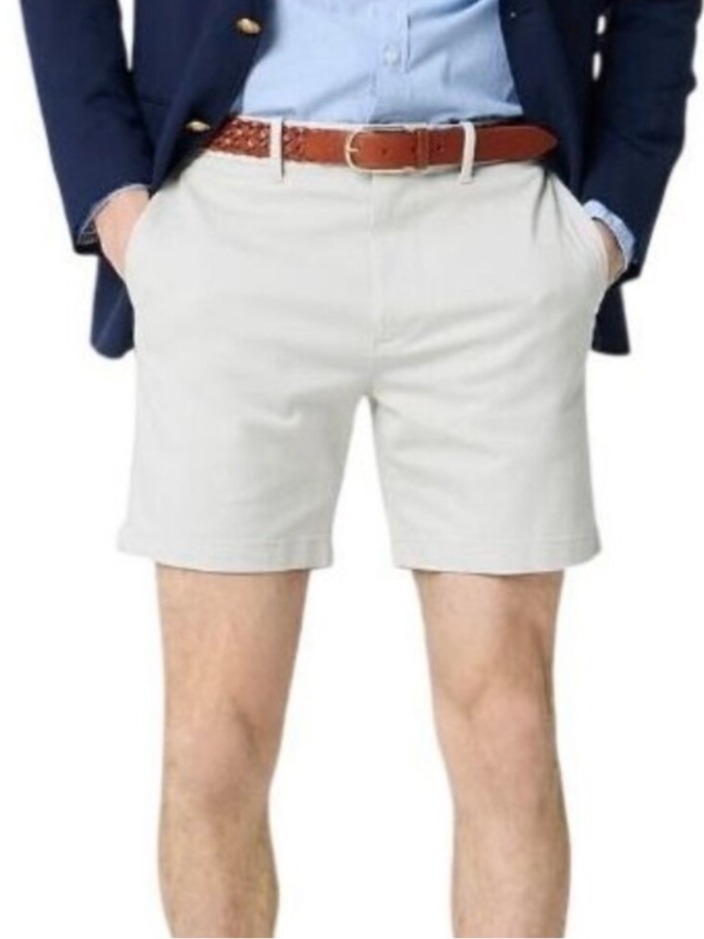 J.Crew Factory 7" Chino Short Mens Sz 35 Stone Flex Stretch Minimalist Khaki